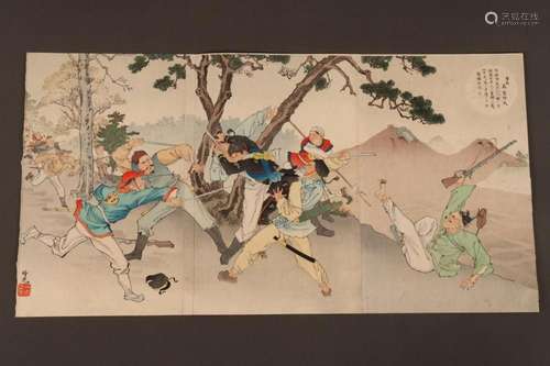 Original Japanese Woodblock Triptych,