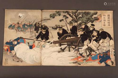 Original Japanese Woodblock Triptych,