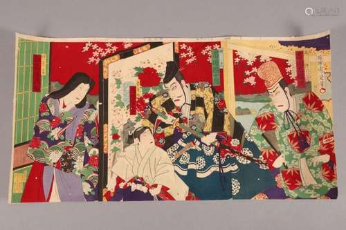 Original Japanese Woodblock Triptych,