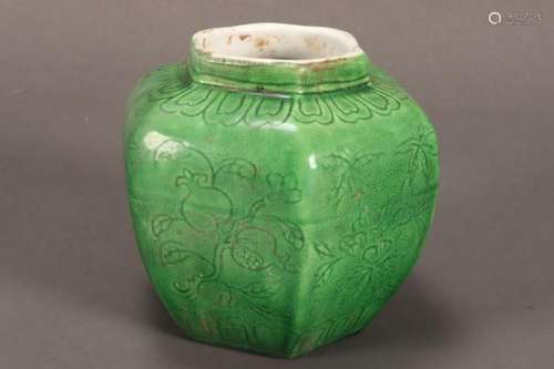 Chinese Green Glaze Porcelain Jar,