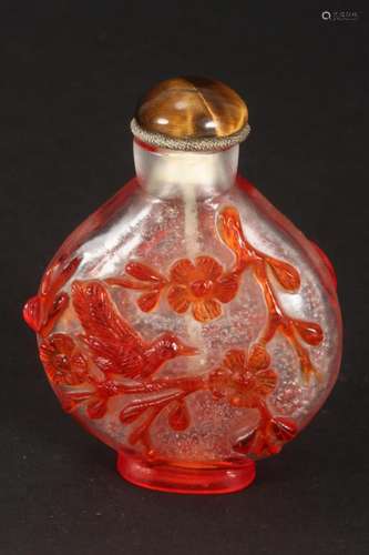 Chinese Qing Dynasty Overlay Snuff Bottle and