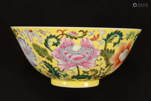 Chinese Yellow Ground Porcelain Bowl,