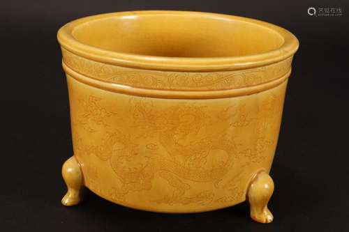 Chinese Yellow Glaze Porcelain Jardiniere,