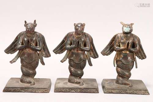 Three Sino-Tibetan Gilt Bronze Figures,