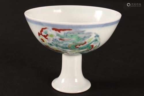 Chinese Doucai Porcelain Stem Cup,