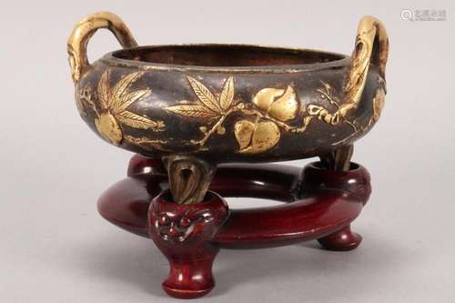 Large Chinese Bronze Twin Handled Censer,