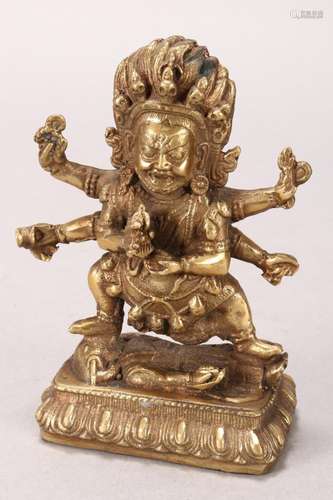 Tibetan Gilt Bronze Figure of Yamantaka,