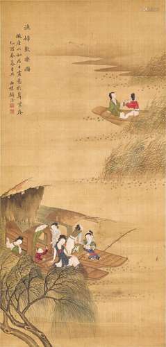 顧洛　漁婦歡樂圖 | Gu Luo, Women Boating in Stream