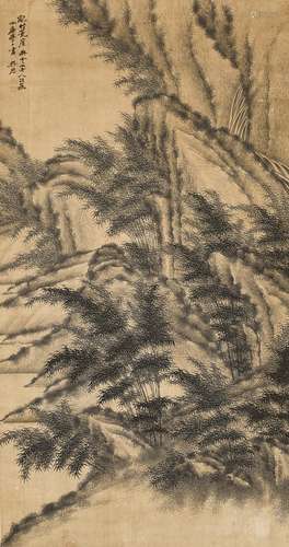 吳歷(款)　亂竹荒崖 | Attributed to Wu Li, Bamboo Forest