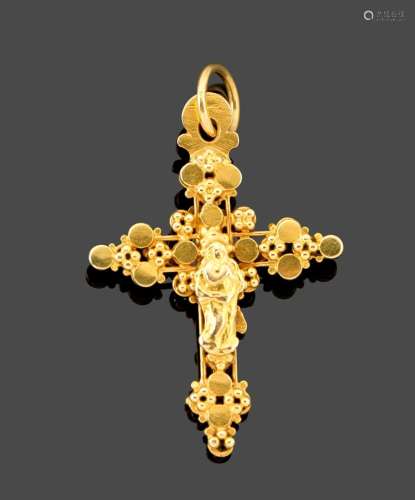 Croix double face. XVIIIe siècle.
En or jaune 18k (750)