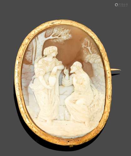 Broche ovale "Le christ et la Samaritaine", fin du...