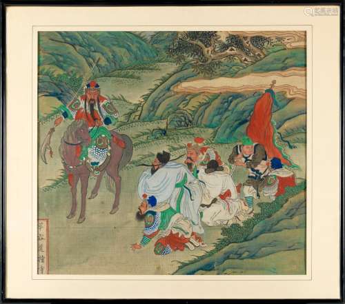 Ecole chinoise
Cavaliers et soldats
Peinture sur soie e