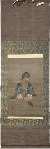 Kakemono à l’encre et couleurs sur soie
Japon, XIXe siè