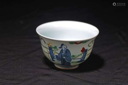 MING JIAJING COLORFUL CHARACTER TATTOO CUP