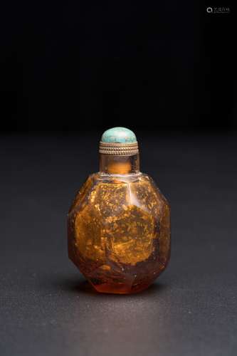 QING DYNASTY, AGATE SPRINKLING GOLD SNUFF BOTTLE