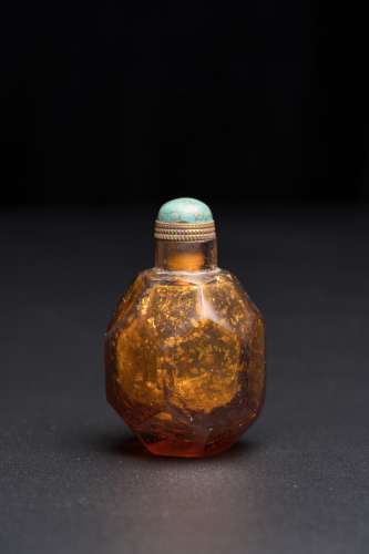 QING DYNASTY, AGATE SPRINKLING GOLD SNUFF BOTTLE