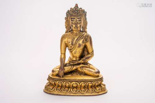 QING DYNASTY, BRONZE GILT BUDDHA STATUE