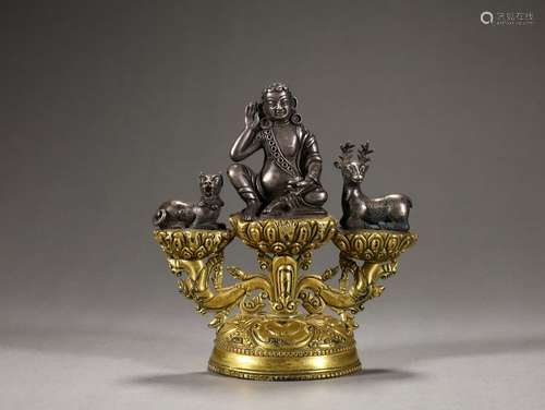 15TH CENTURY, A SILVER MILAREPA FIGURE (GILT BRONZE BUDDHA S...