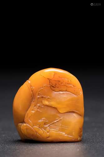 QING DYNASTY, SHOUSHAN STONE LANDSCAPE AND CHARACTER SEAL