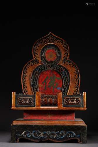 QING DYNASTY WOODEN FLAME PATTERN BUDDHIST ALTAR