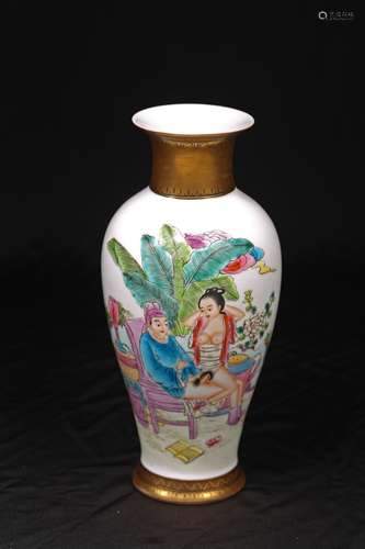 QING FANCAI DRAWING GOLDEN PALACE GUANYIN BOTTLE