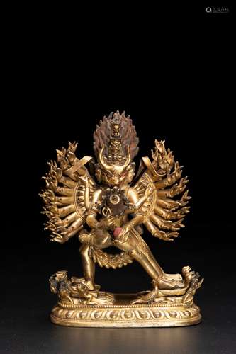 QING DYNASTY QIANLONG LARGE-SCALE GILT BRONZE DAWEIDE VAJRA