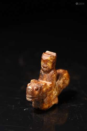 WESTERN ZHOU DYNASTY, SITTING MAN AND BEAST COMBINATION SHAP...