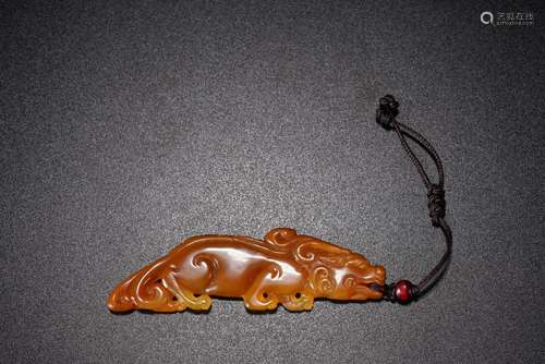 QING DYNASTY,SHOUSHAN STONE QILIN PENDANT