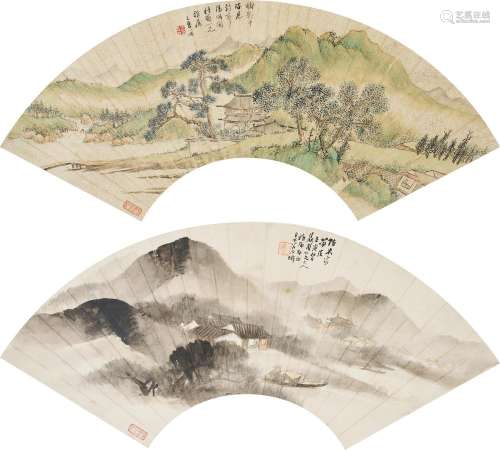 Wu Shixian (1845-1916) and (possibly) Mishima Ei Two landsca...