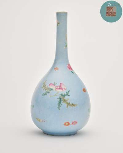 A famille rose sgraffiato blue-ground 'floral' vase ...