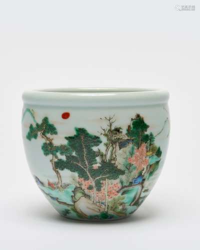 A famille-verte 'landscape' bowl 20th century