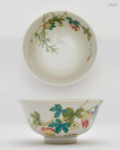 A famille-rose 'melon and butterfly' bowl Guangxu si...