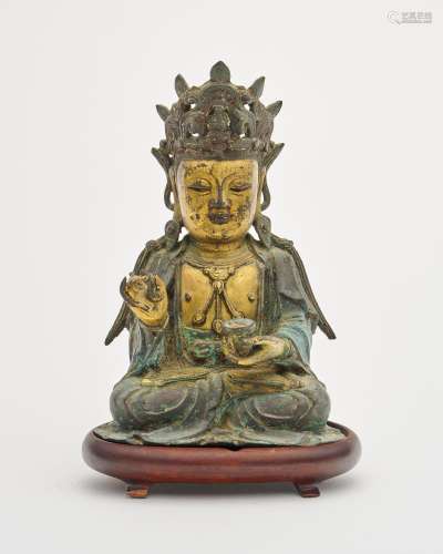 A gilt-bronze figure of bodhisattva 17th century