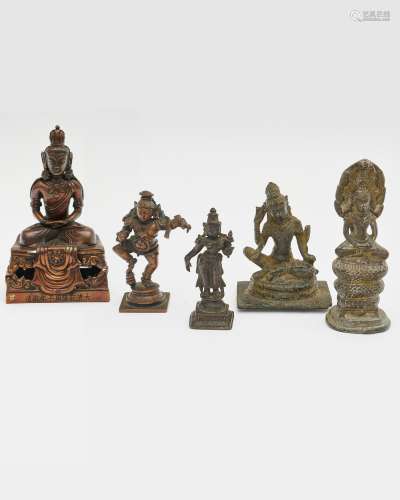 Five bronze figures China, South India, Java, and Thai/ Khme...
