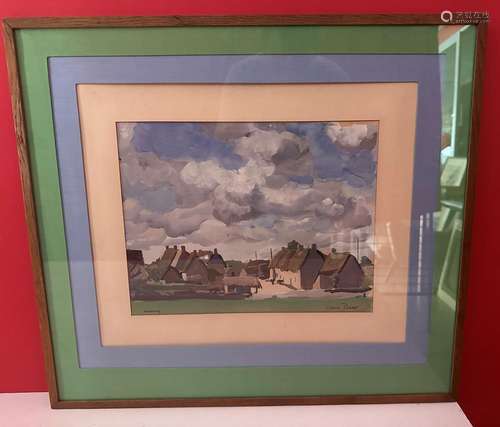 PETITET Claude (1922-1996) - Kerbourg. Aquarelle et gou