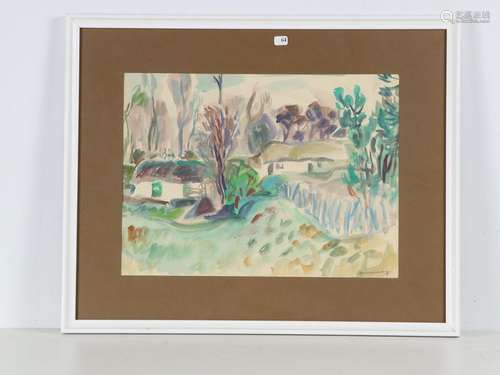 SIMON Henry (1910-1987) - Les deux bourrines. Aquarelle