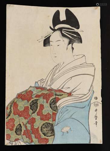 JAPON, d'après Utamaro KITAGAWA - Miyahito courtisane.