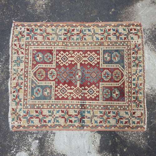 Tapis caucasien (chaîne, trame et velours en laine), ve