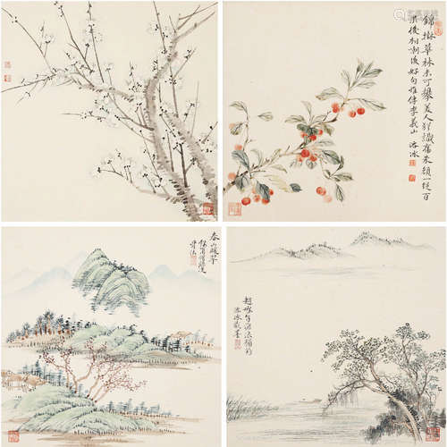 陸溶冰 山水·花卉四屏