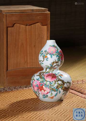 A YANGCAI DOUBLE-GOURD VASE,MARK AND PERIOD OF YONGZHENG