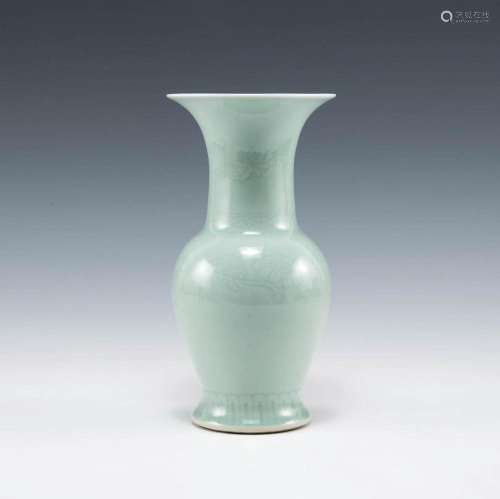 A Chinese celadon phoenix-tail vase with incised flowers, Re...