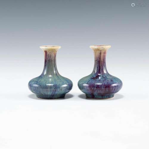A pair of Chinese flambe vases, 19th century