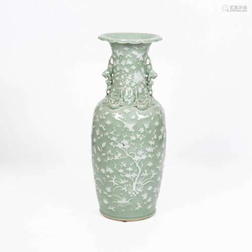 A Chinese celadon handled vase, 19th century