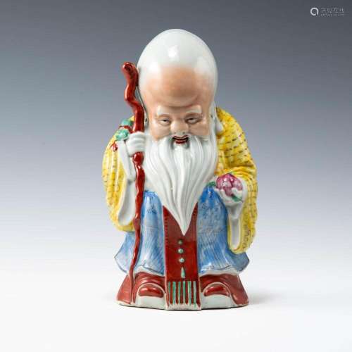 A Chinese famille rose porcelain statue of Shou, Republic pe...