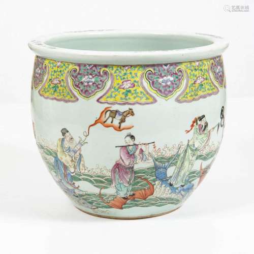 A Chinese famille rose 'Eight Immortals' fish bowl, ...