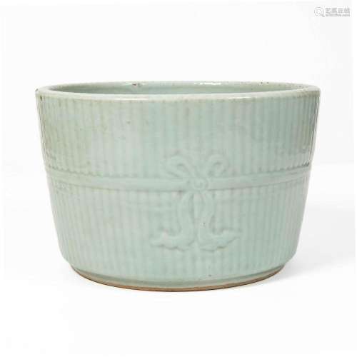 A Chinese celadon bamboo-style jardiniere, early 19th centur...