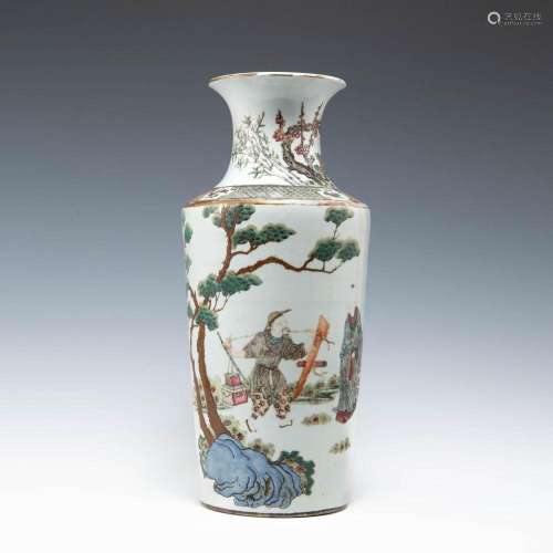 A Chinese famille rose vase with figures, late 19th century