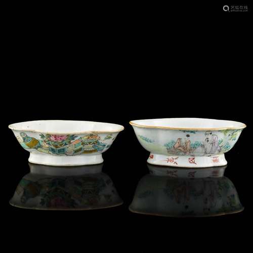 Two Chinese Qianjiang enameled plates, signed Xu Pinheng, la...