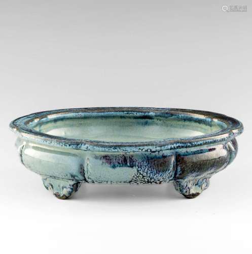 A Chinese Shiwan-glazed drum-form brush washer, 18th century...