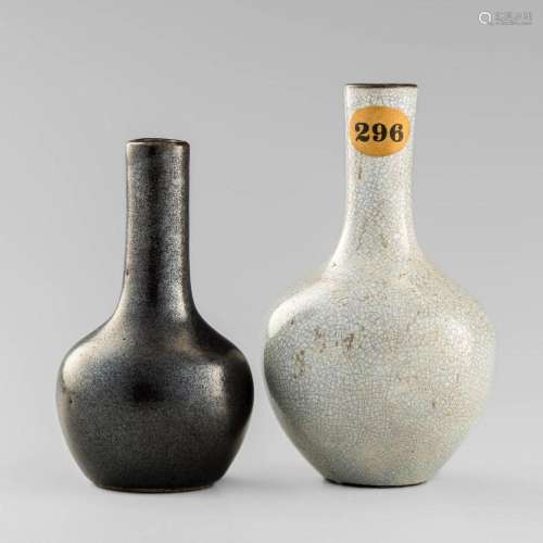 Two Chinese monochrome-glazed bottle vase, 18th century